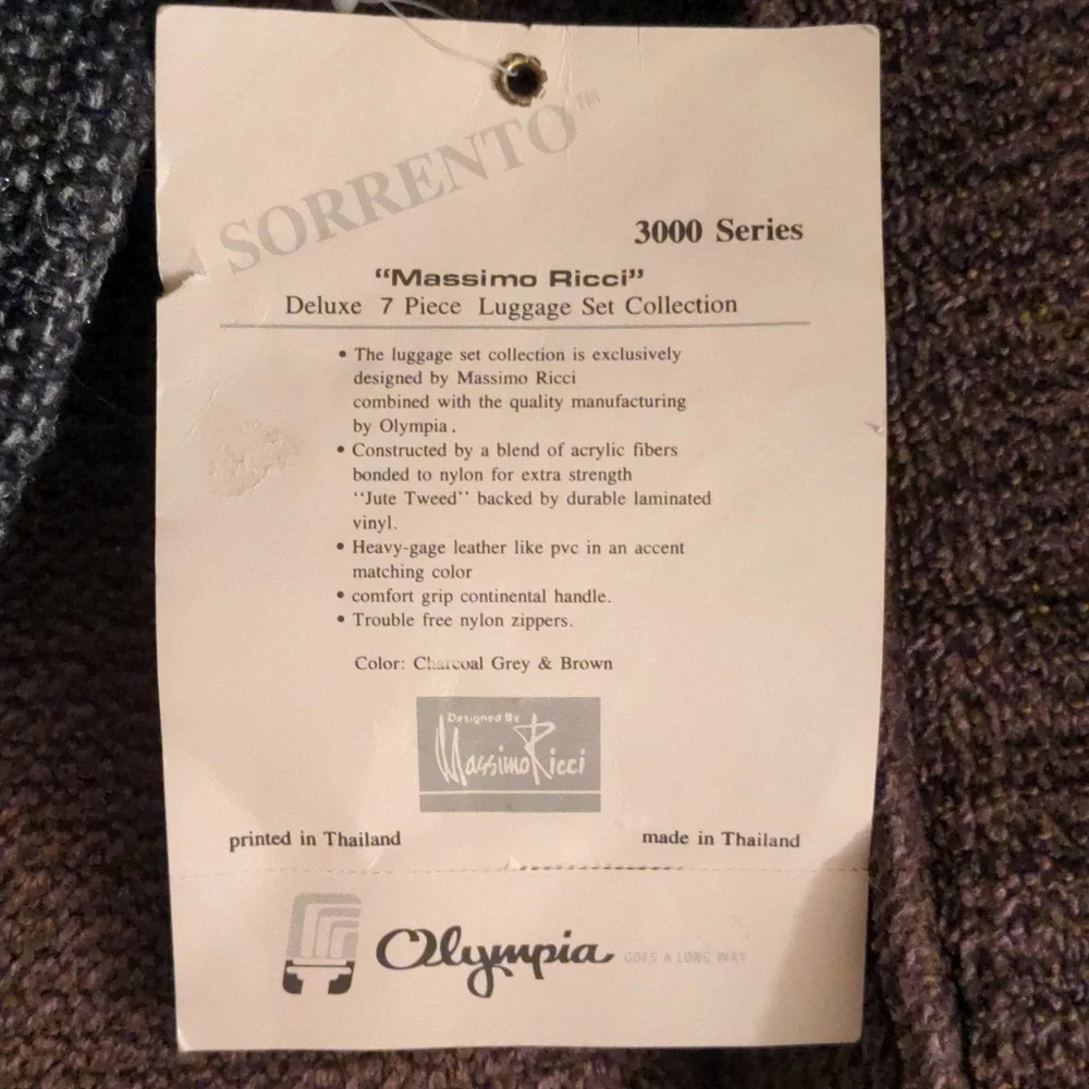 NWT Olympia International Carry-on Dark Gray and Brown Jute Tweed Strapped Bag